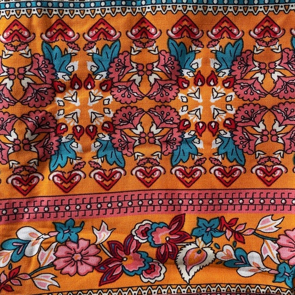 🧡 BOHO BLUE ORANGE MULTI FLORAL LOOSE FIT TOP! - Picture 8 of 8